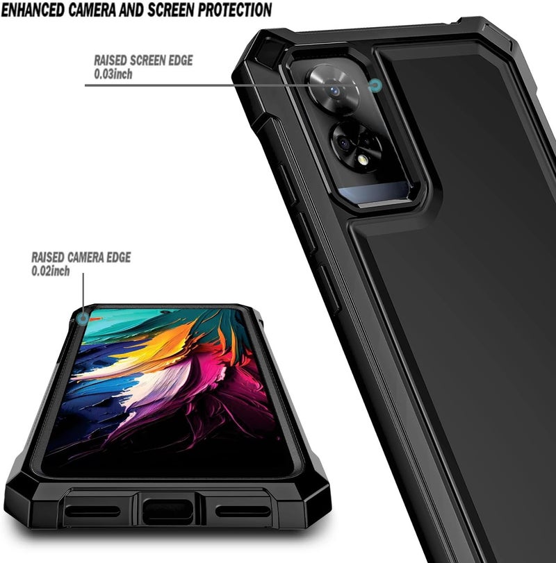 WDHD Compatible with TCL 50 XE 5G & TCL 50 XE NXTPAPER 5G Phone Case Black | Full-Body Protective Shockproof Rugged Bumper Cover with Screen Protector, Raised Corners Drop Protection - Image 2